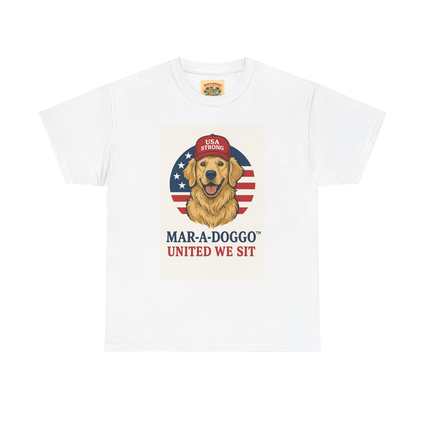 Mar-A-Doggo Tee — Patriotic Golden Retriever 'United We Sit' Shirt