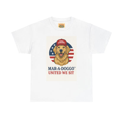 Mar-A-Doggo Tee — Patriotic Golden Retriever 'United We Sit' Shirt