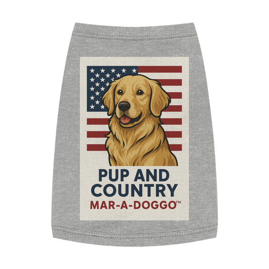 Pup and Country Dog Tank — Patriotic Golden Retriever Pet Tank Top