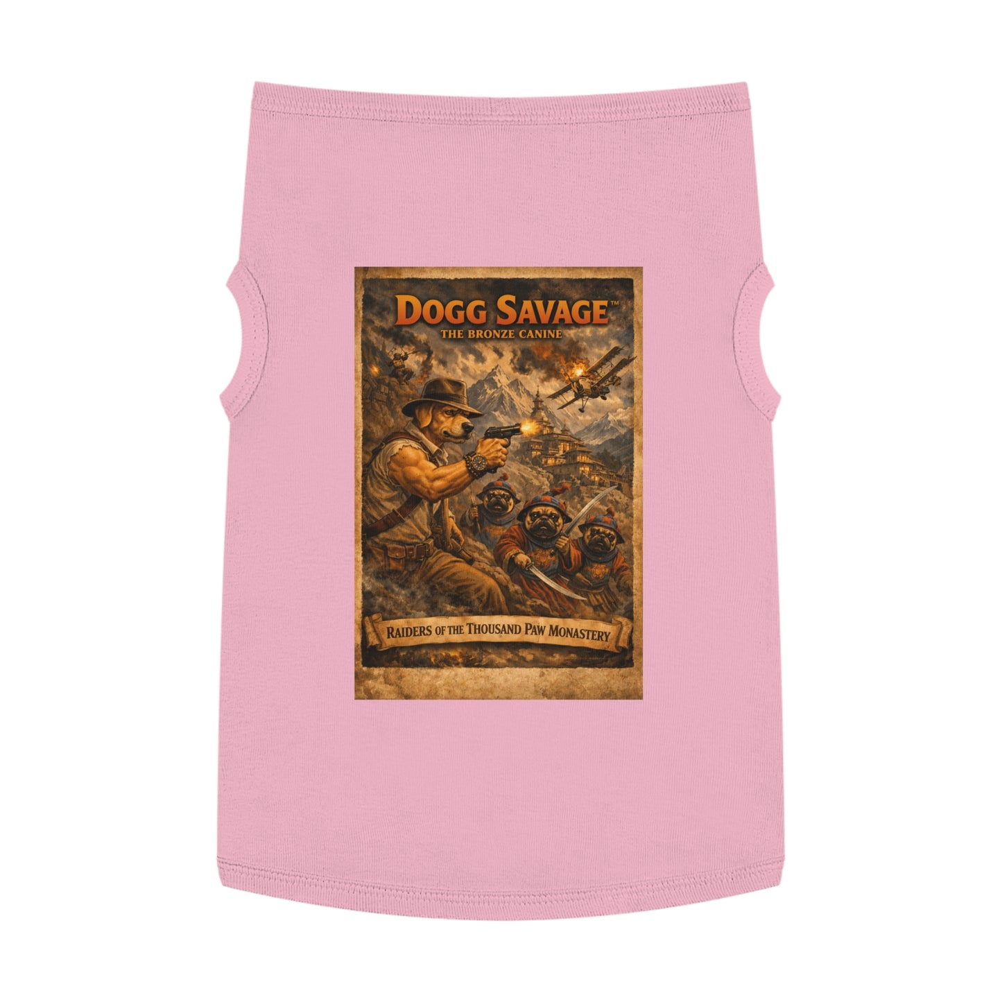 Dogg Savage Pet Tank Top — "Raiders of the Thousand Paw Monastery" Graphic Dog Shirt
