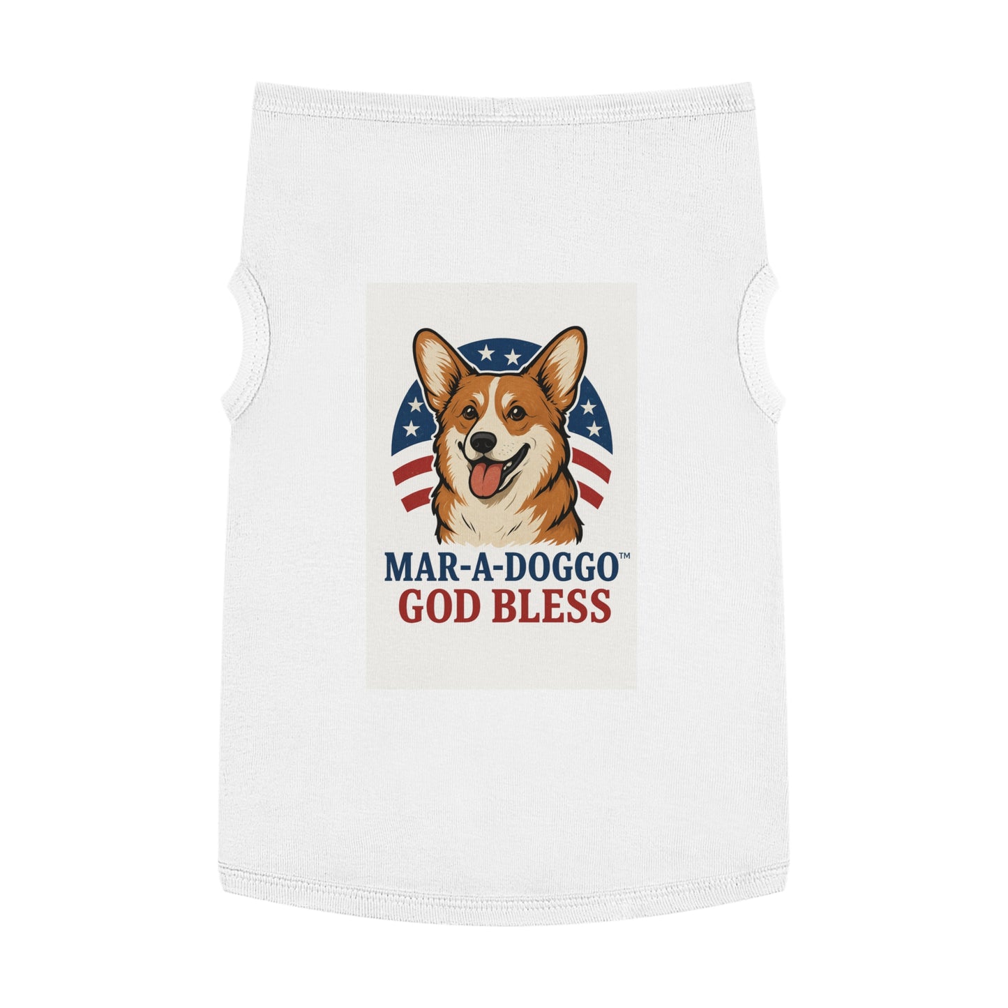 Patriotic Corgi Dog Tank – “Mar-A-Doggo God Bless” Pet Shirt