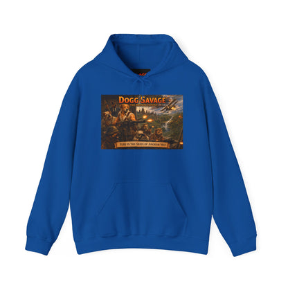 Dogg Savage Vintage Adventure Hoodie "Fury In The Skies Of Angkor Wat" — Retro Logo Pullover