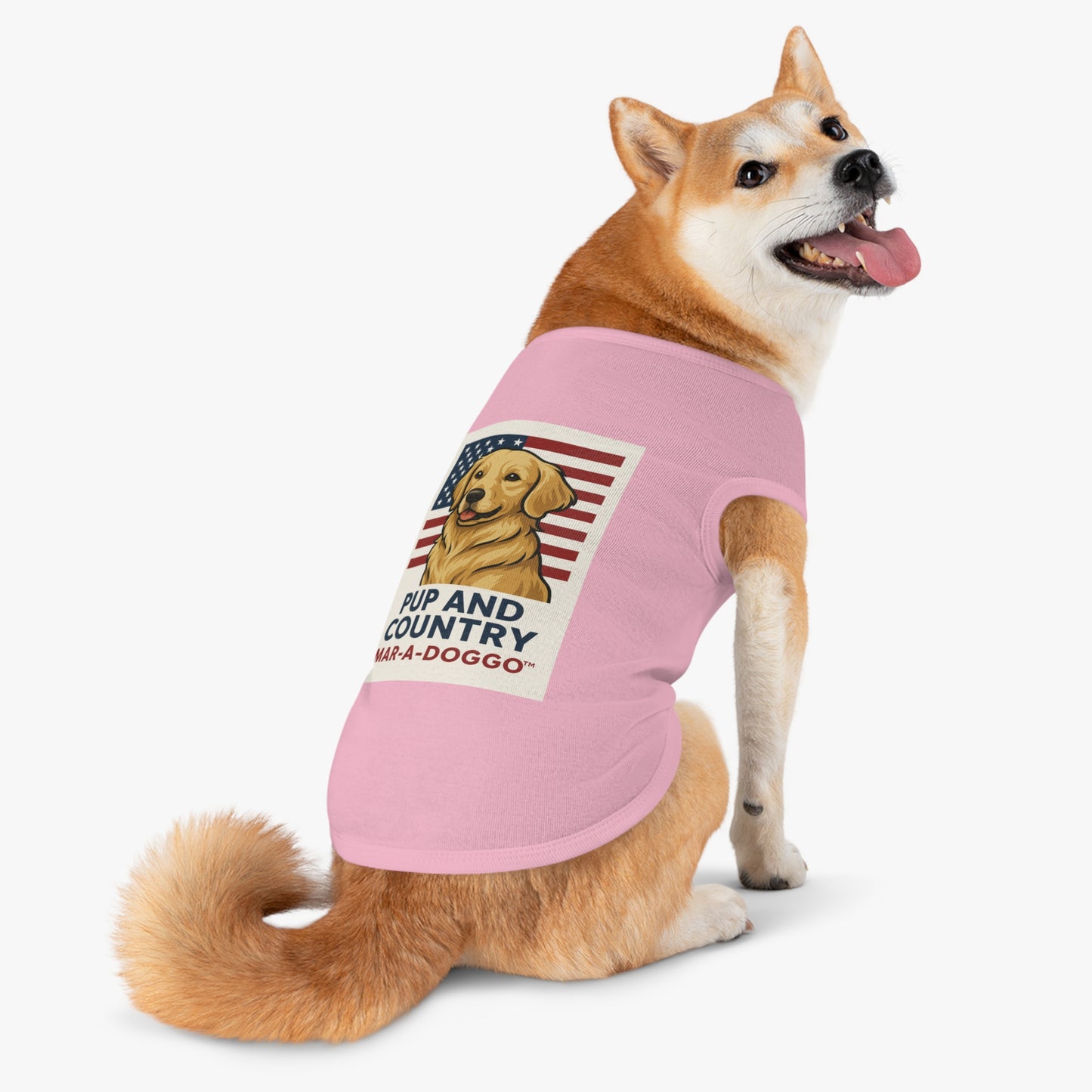 Pup and Country Dog Tank — Patriotic Golden Retriever Pet Tank Top