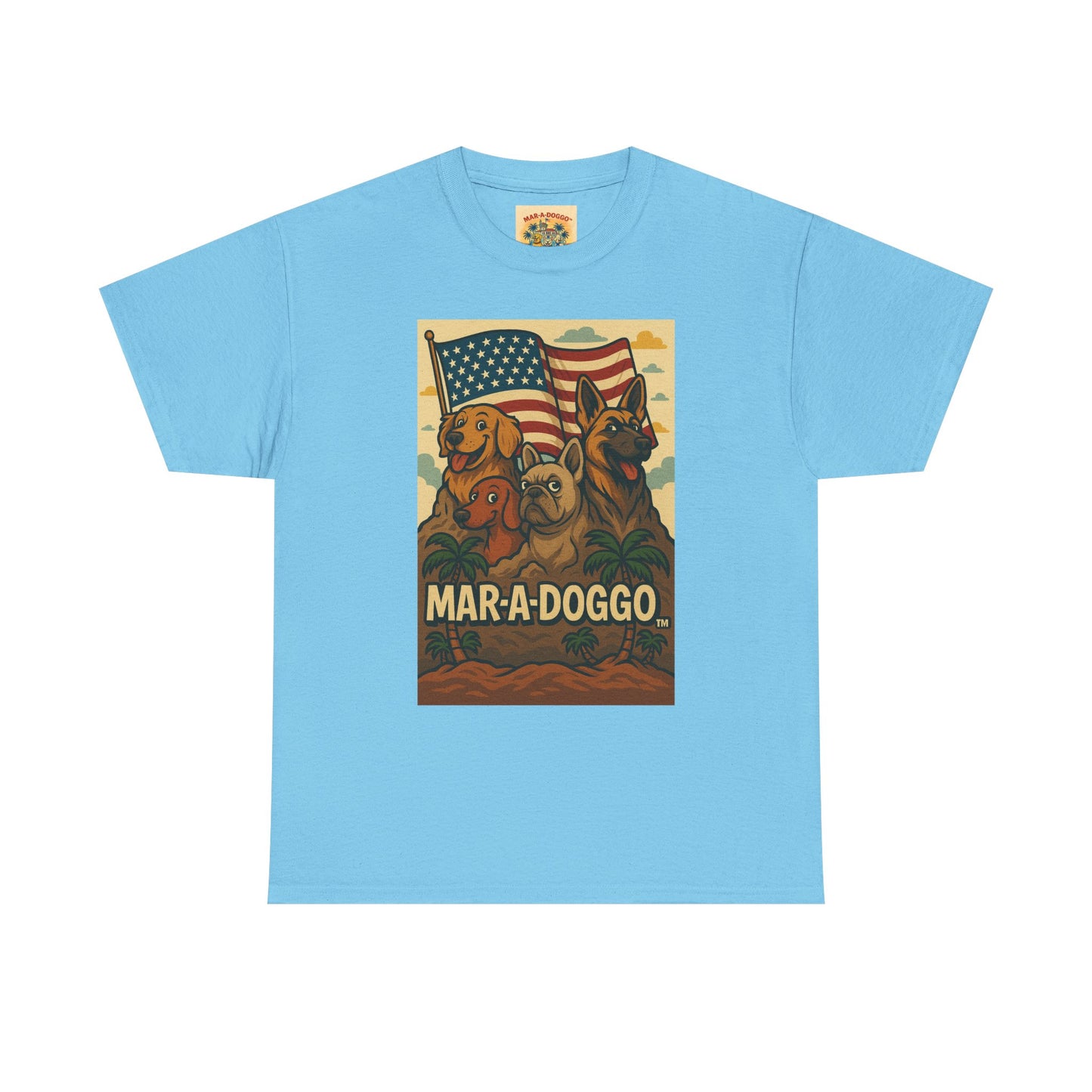 Mar-a-Doggo Patriotic Dog Tee — Vintage American Flag Dog Graphic T-Shirt