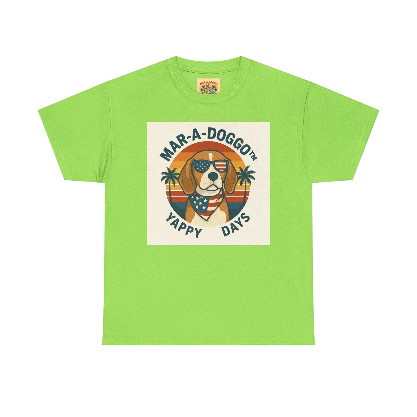 Mar-A-Doggo Tee – Retro Beach Dog Graphic T-Shirt (“Yappy Days”)