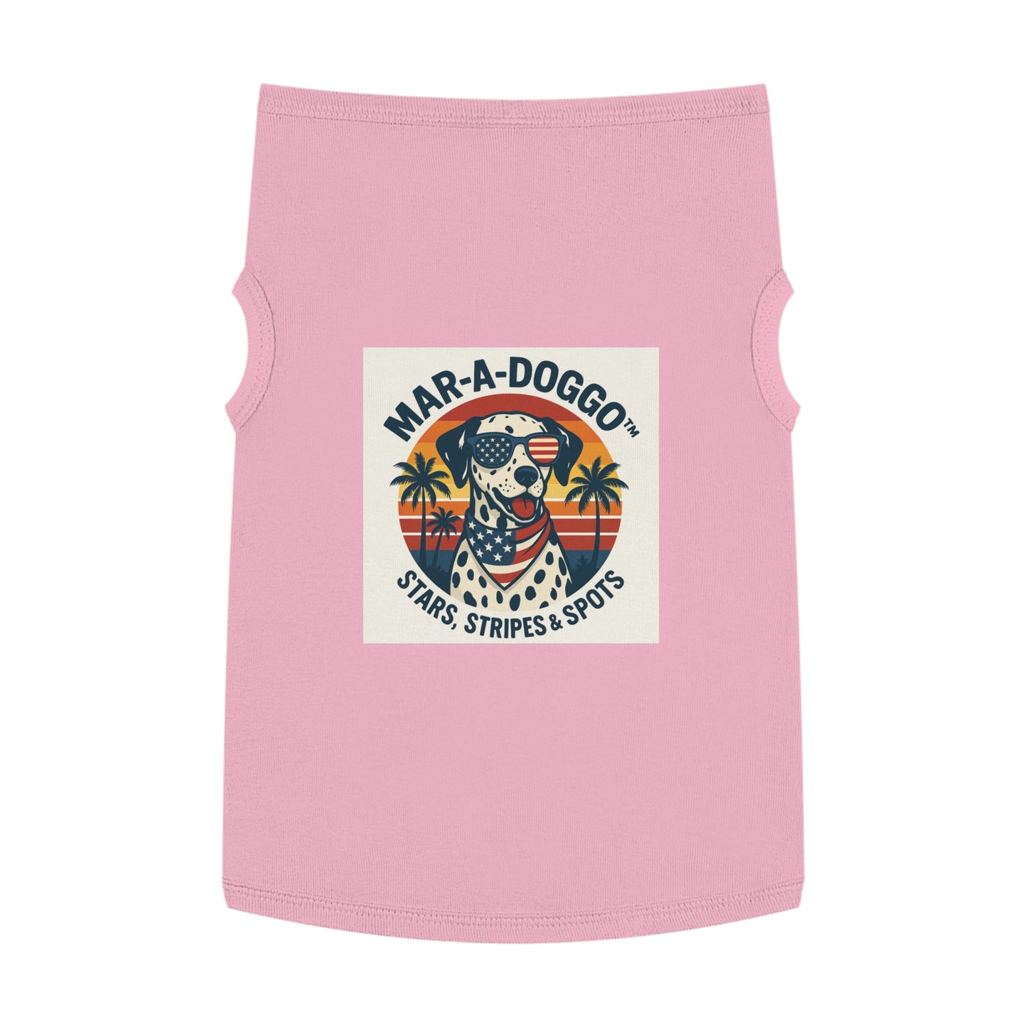 Patriotic Dog Tank Top - "Mar-A-Doggo" Stars, Stripes & Spots Dog Shirt