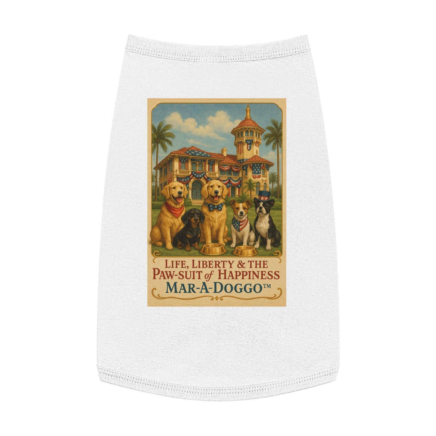 Dog Shirt — Mar‑A‑Doggo 'Life, Liberty & The Paw‑suit of Happiness' Vintage Dog Graphic