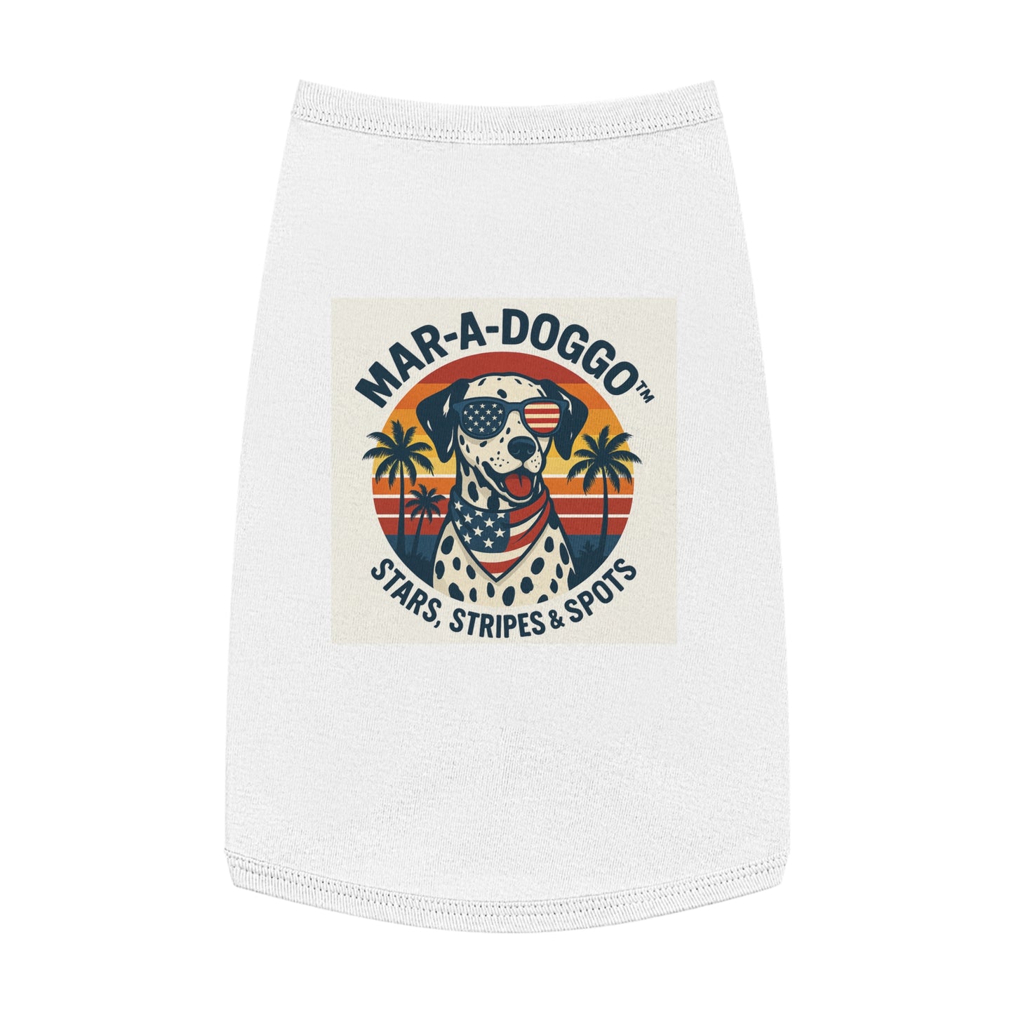 Patriotic Dog Tank Top - "Mar-A-Doggo" Stars, Stripes & Spots Dog Shirt