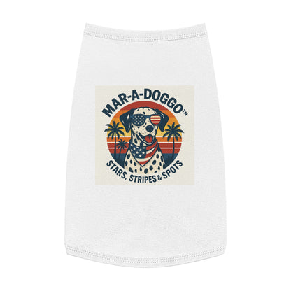 Patriotic Dog Tank Top - "Mar-A-Doggo" Stars, Stripes & Spots Dog Shirt
