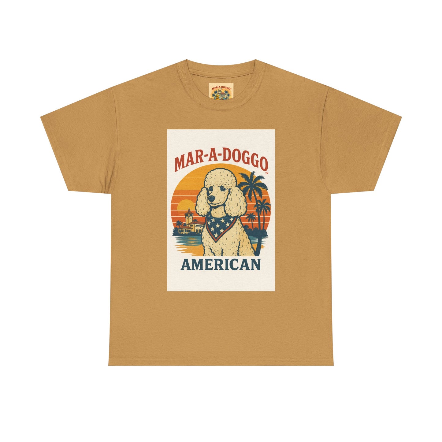 Mar-A-Doggo American T-Shirt — Retro Palm Beach Dog Graphic Tee