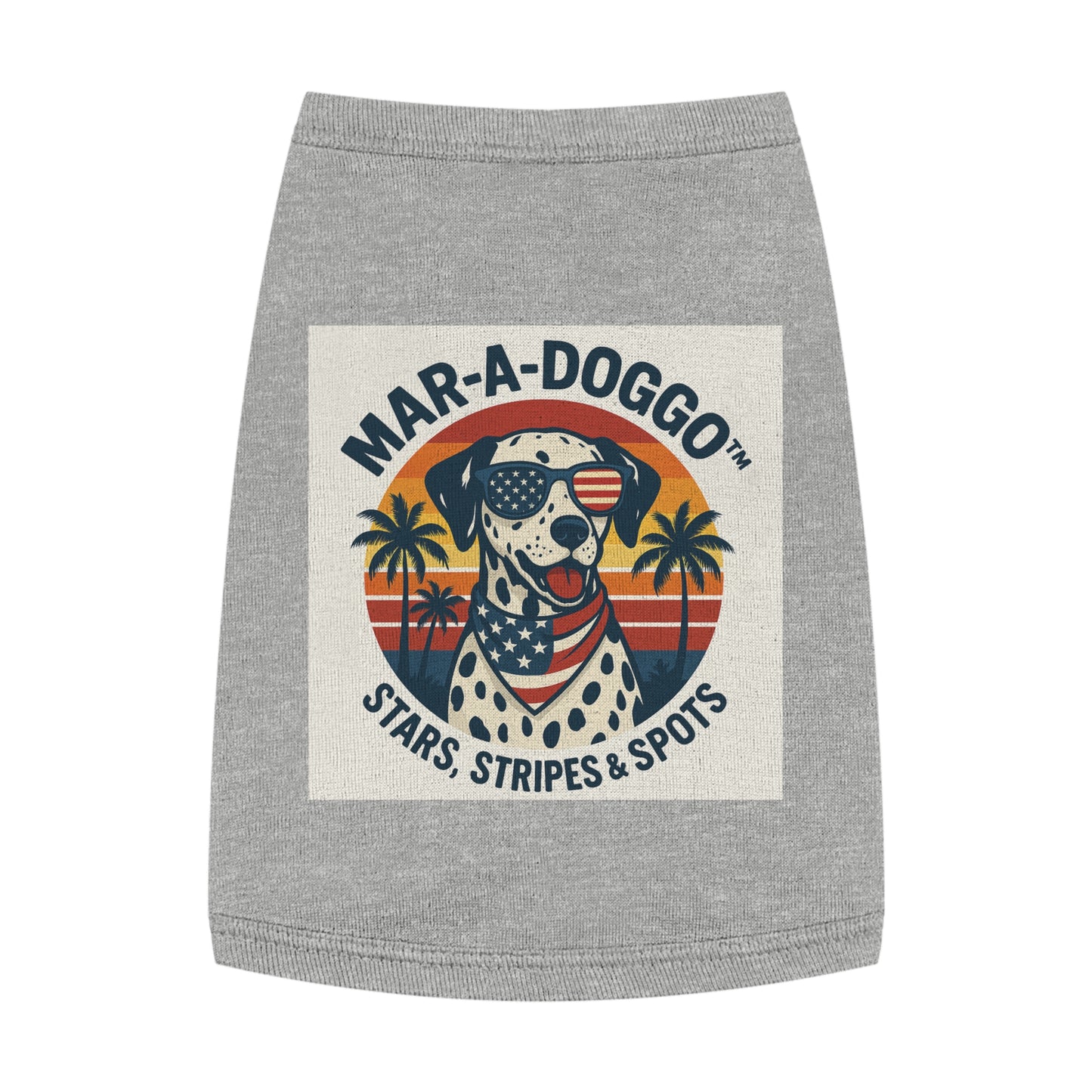 Patriotic Dog Tank Top - "Mar-A-Doggo" Stars, Stripes & Spots Dog Shirt