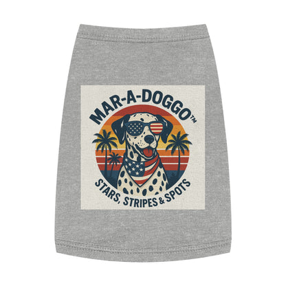 Patriotic Dog Tank Top - "Mar-A-Doggo" Stars, Stripes & Spots Dog Shirt