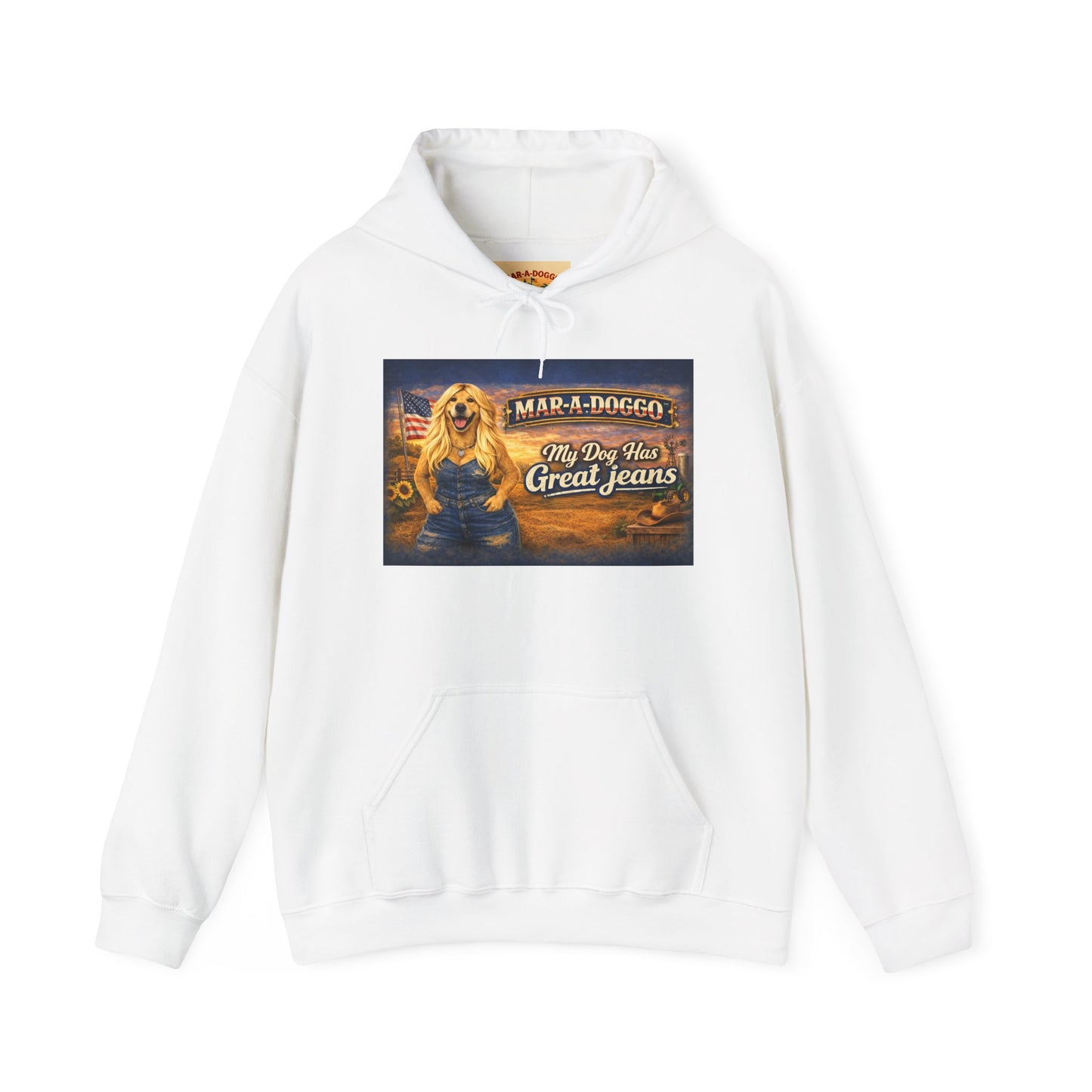 Dog Lover Hoodie — “MAR-A-DOGGO: My Dog Has Great Jeans” Graphic Pullover
