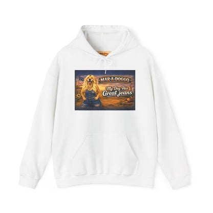 Dog Lover Hoodie — “MAR-A-DOGGO: My Dog Has Great Jeans” Graphic Pullover