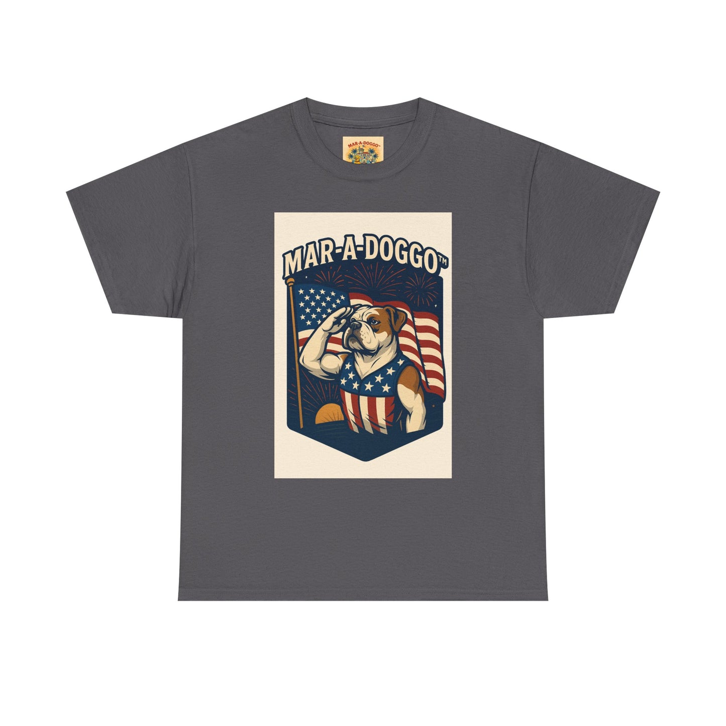 Mar-A-Doggo Patriotic Tee — American Flag Bulldog Graphic T-Shirt