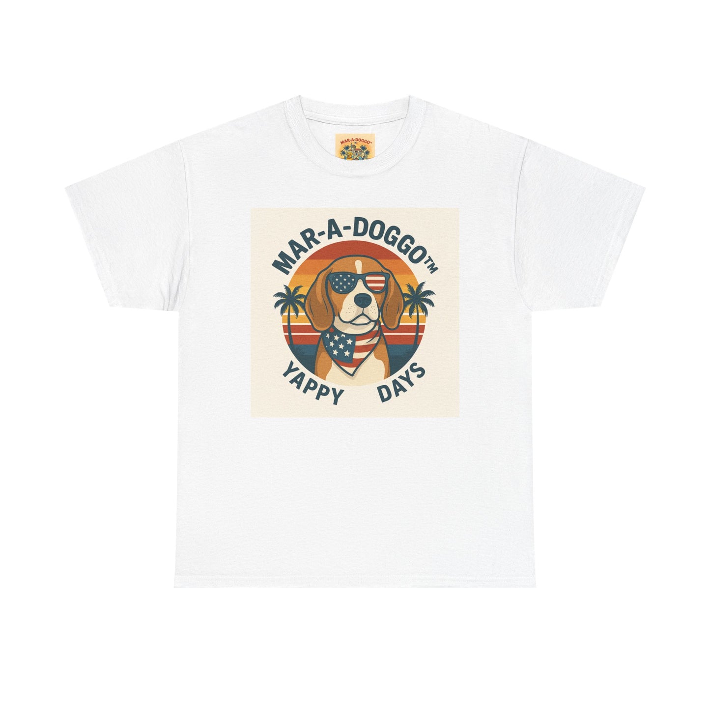 Mar-A-Doggo Tee – Retro Beach Dog Graphic T-Shirt (“Yappy Days”)