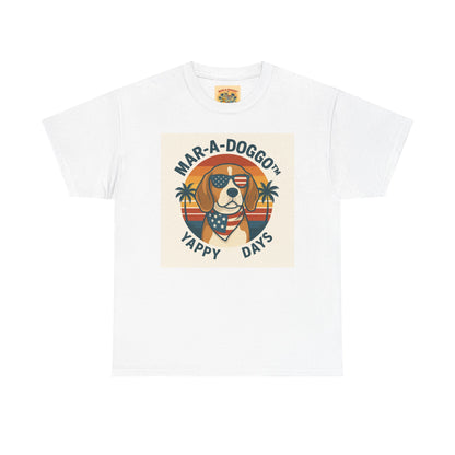 Mar-A-Doggo Tee – Retro Beach Dog Graphic T-Shirt (“Yappy Days”)