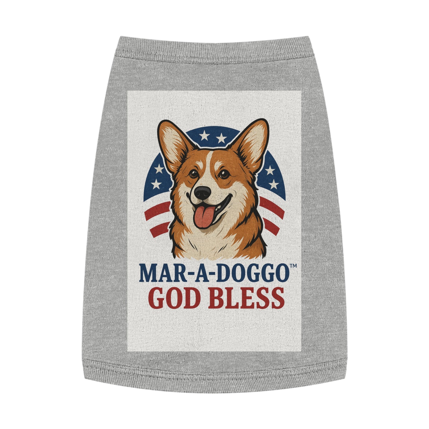 Patriotic Corgi Dog Tank – “Mar-A-Doggo God Bless” Pet Shirt