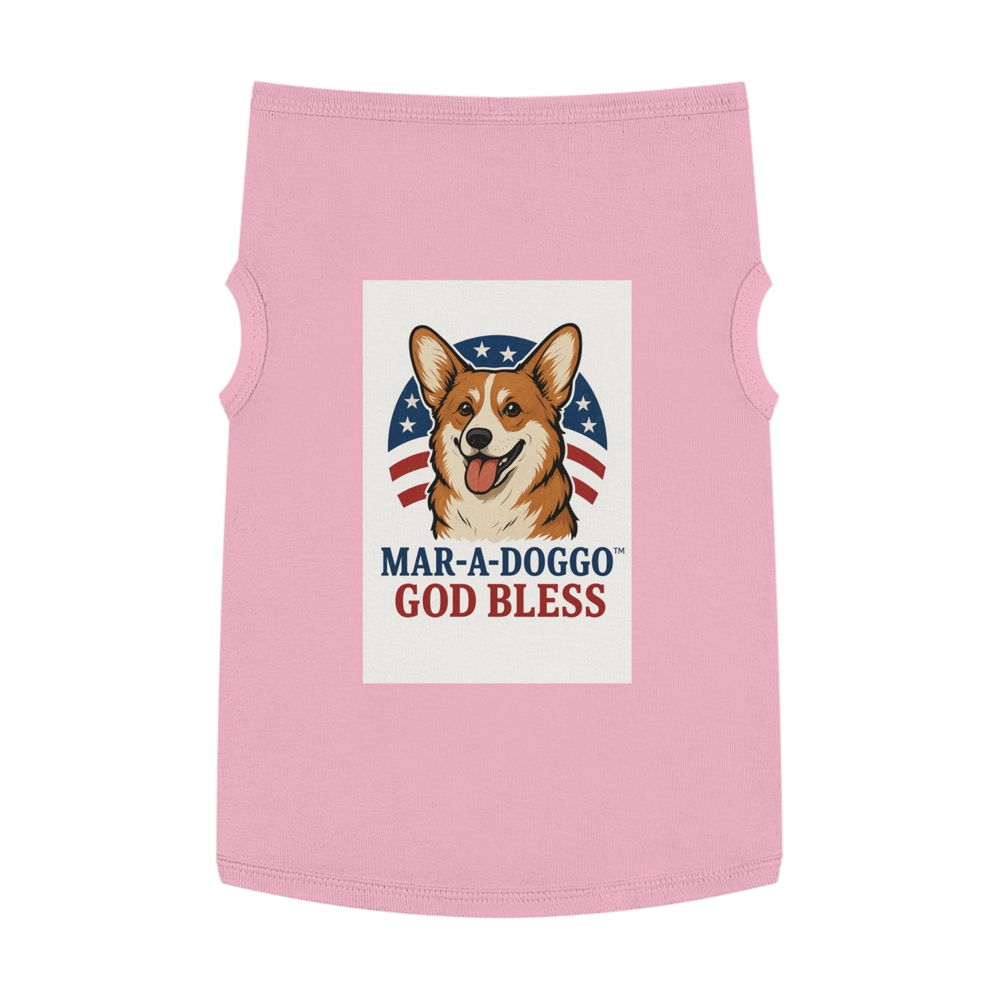 Patriotic Corgi Dog Tank – “Mar-A-Doggo God Bless” Pet Shirt