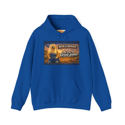 Dog Lover Hoodie — “MAR-A-DOGGO: My Dog Has Great Jeans” Graphic Pullover
