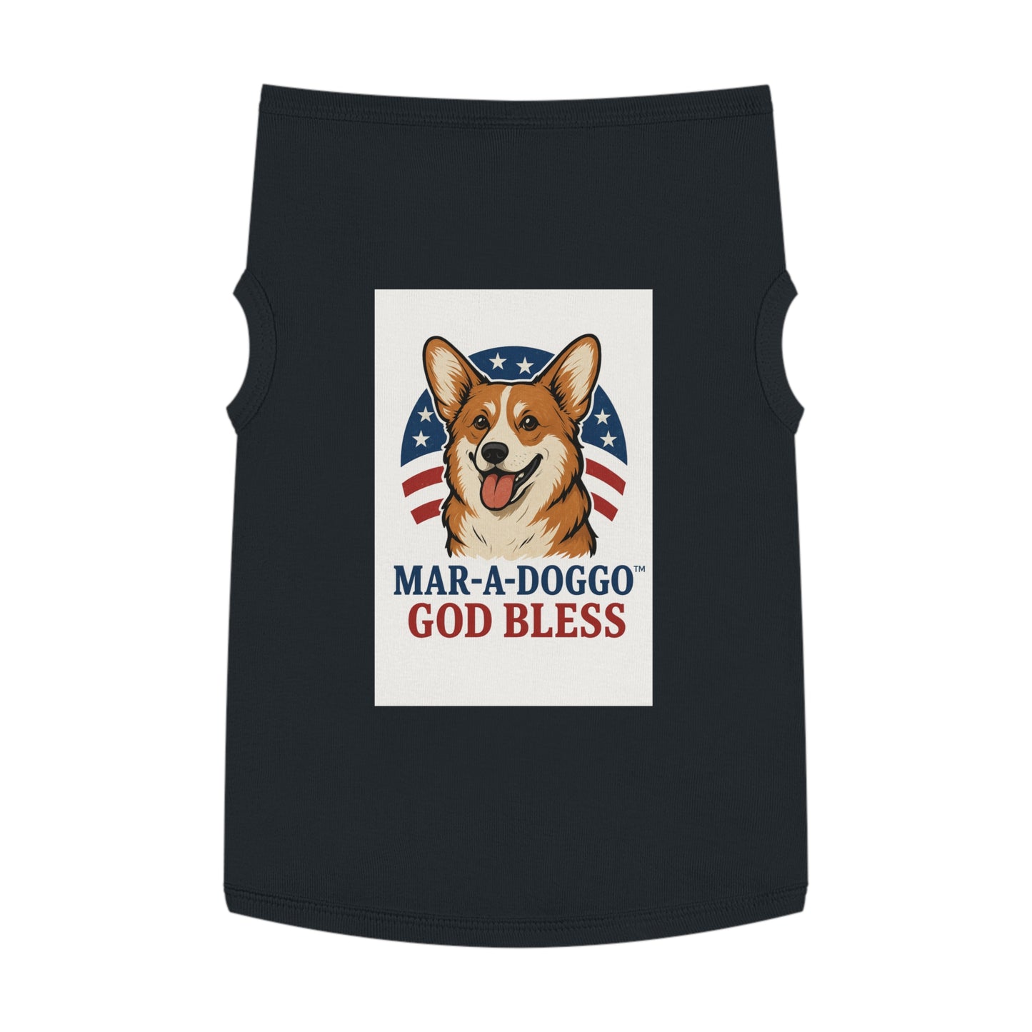 Patriotic Corgi Dog Tank – “Mar-A-Doggo God Bless” Pet Shirt