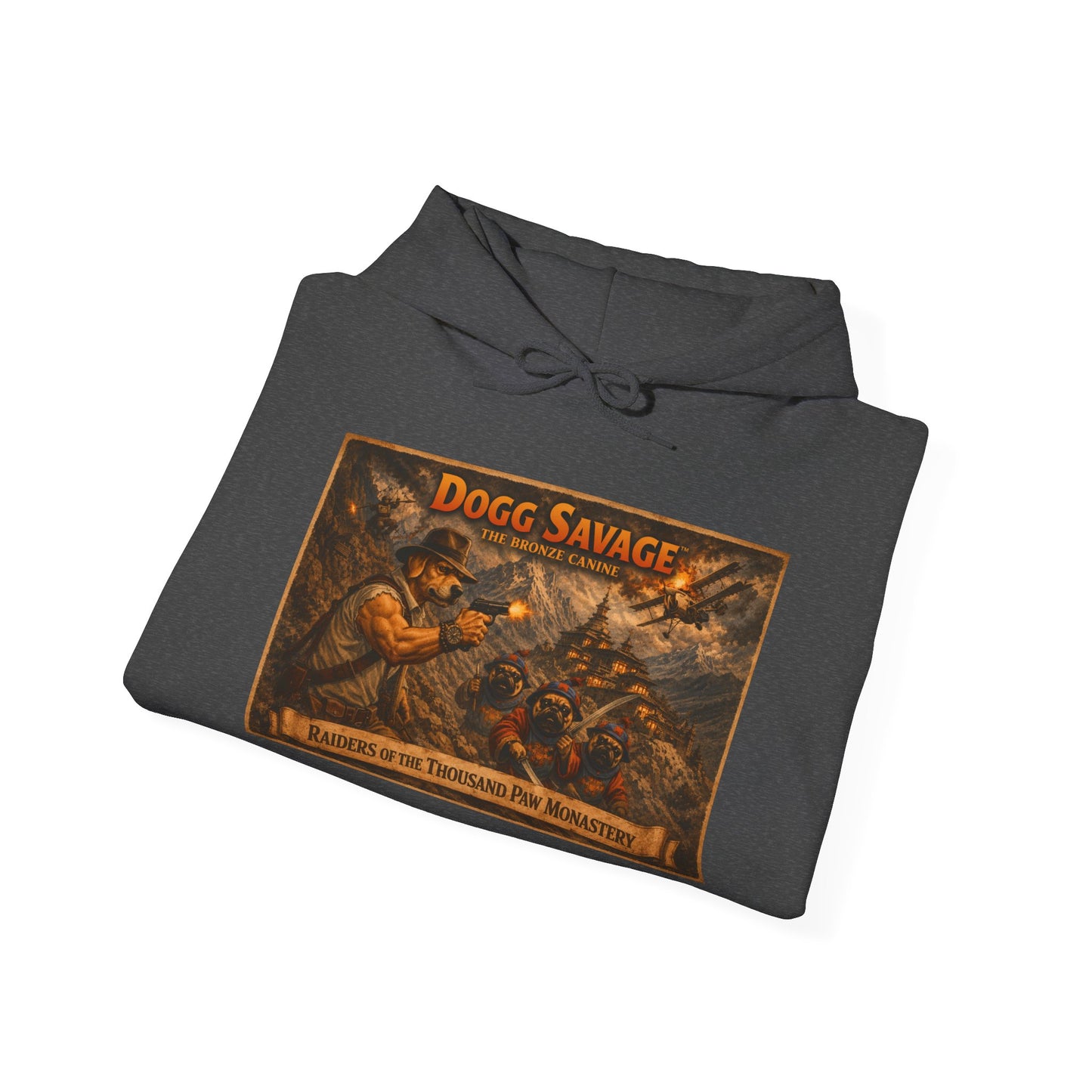 Dogg Savage Graphic Hoodie "Raiders Of The Thousand Paw Monastery" — Retro Band Logo Pullover