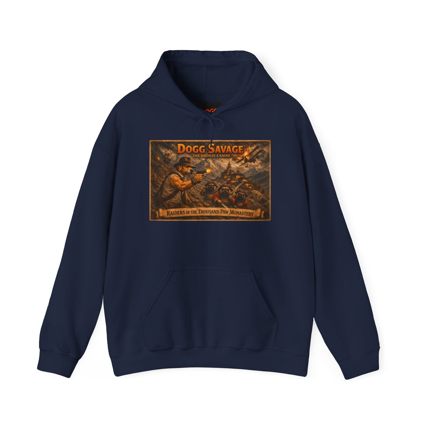 Dogg Savage Graphic Hoodie "Raiders Of The Thousand Paw Monastery" — Retro Band Logo Pullover