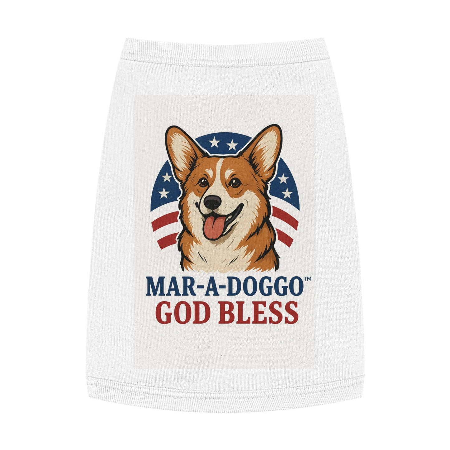 Patriotic Corgi Dog Tank – “Mar-A-Doggo God Bless” Pet Shirt