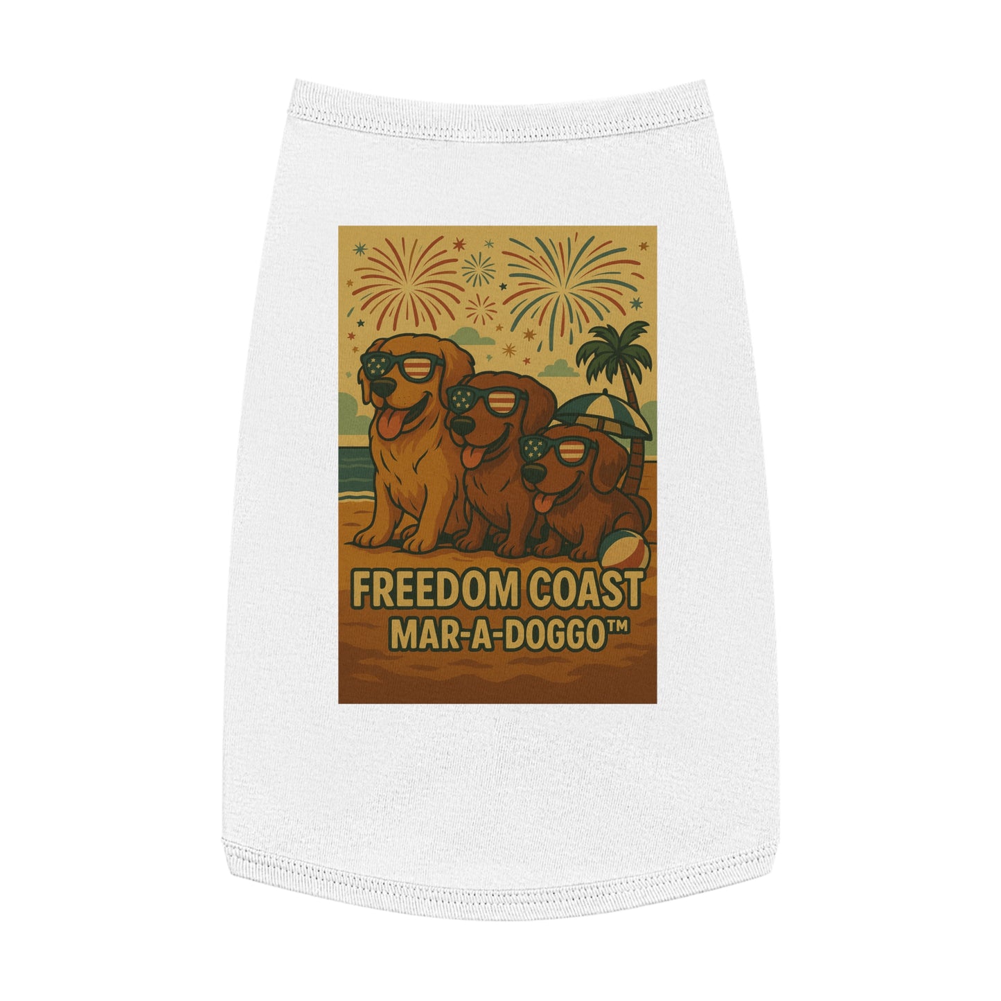 Freedom Coast Pet Tank Top — "Freedom Coast Mar‑A‑Doggo" Patriotic Summer Dog Shirt