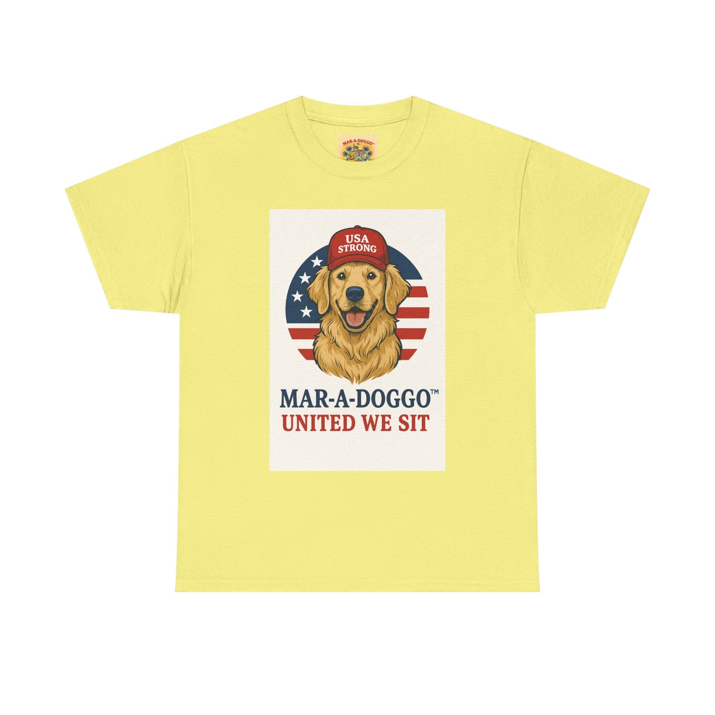 Mar-A-Doggo Tee — Patriotic Golden Retriever 'United We Sit' Shirt