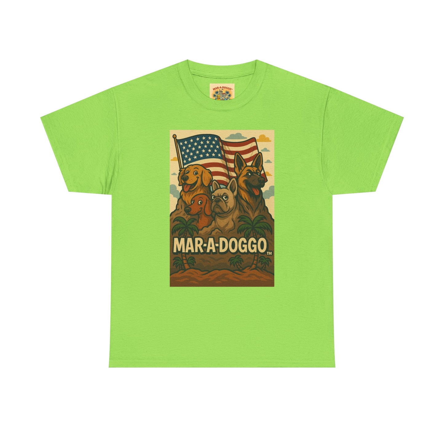 Mar-a-Doggo Patriotic Dog Tee — Vintage American Flag Dog Graphic T-Shirt