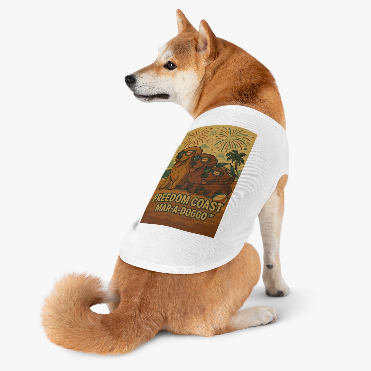 Freedom Coast Pet Tank Top — "Freedom Coast Mar‑A‑Doggo" Patriotic Summer Dog Shirt