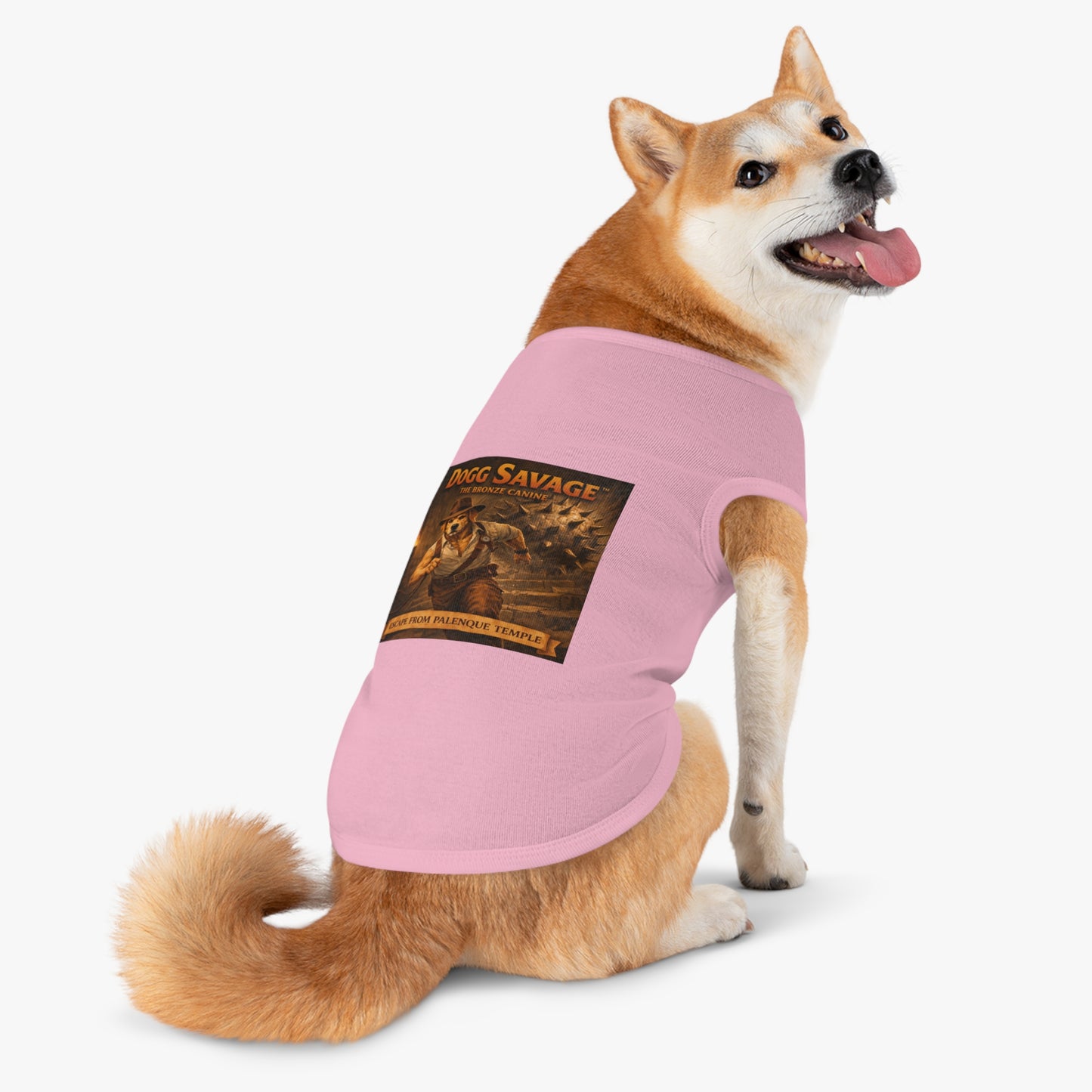 Dog Tank Top — "Dogg Savage: Escape from Palenque Temple" Adventure Graphic Dog Shirt