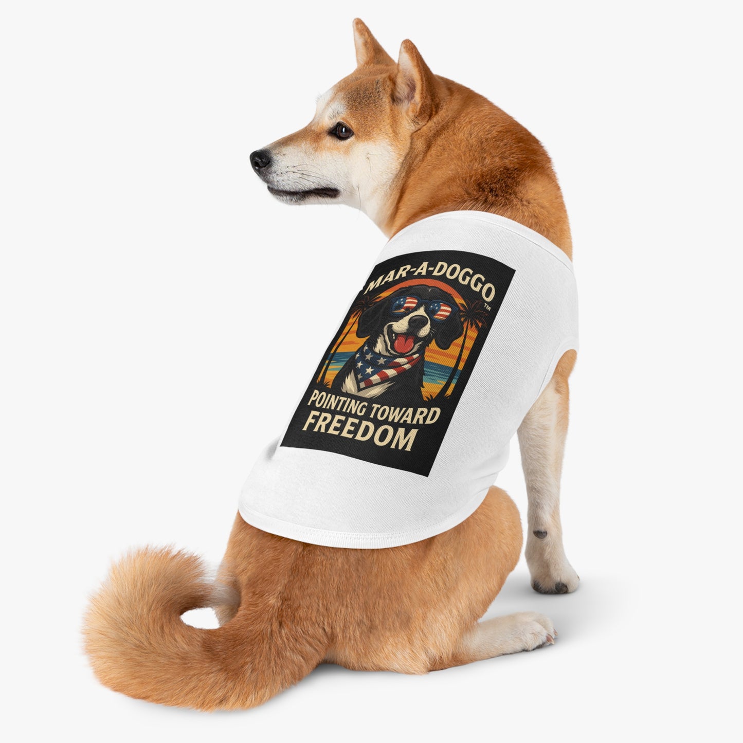 Patriotic 'Mar-A-Doggo Pointing Toward Freedom' Dog Shirt