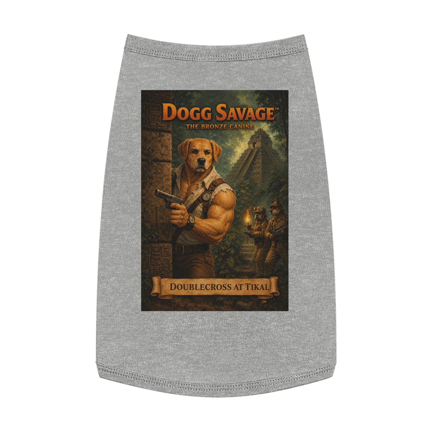 Dog Tank Top — "Dogg Savage: Doublecross at Tikal" Adventure Graphic Pet Shirt