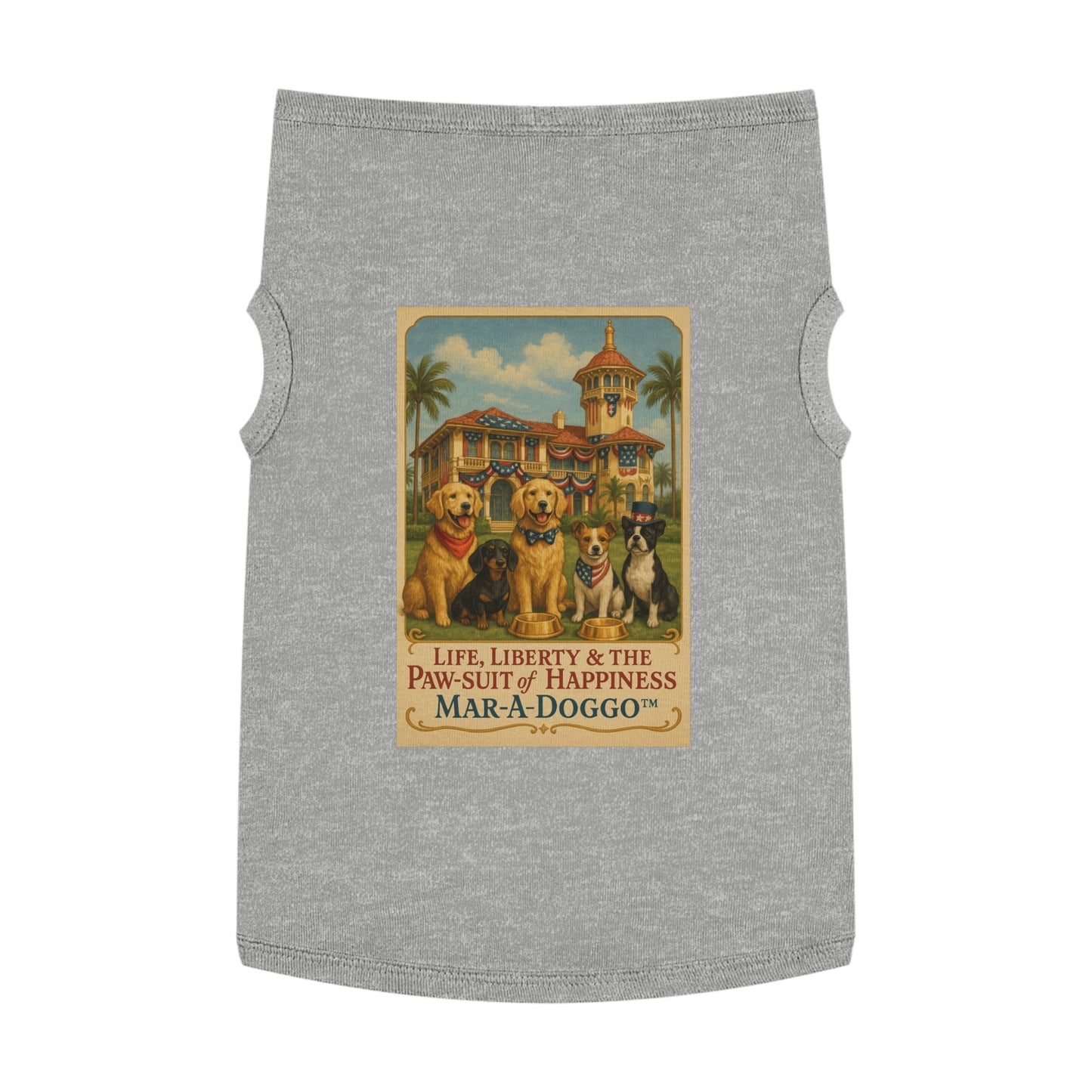 Dog Shirt — Mar‑A‑Doggo 'Life, Liberty & The Paw‑suit of Happiness' Vintage Dog Graphic