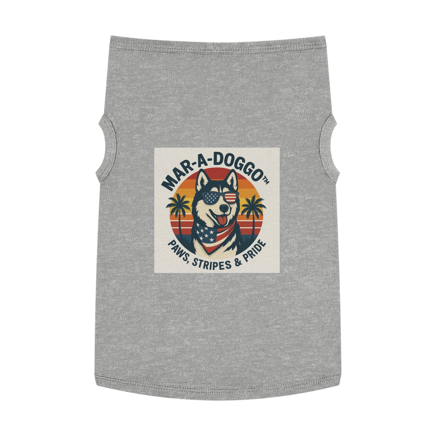 Dog Shirt - "Mar-A-Doggo: Paws, Stripes & Pride" Patriotic Husky Tank