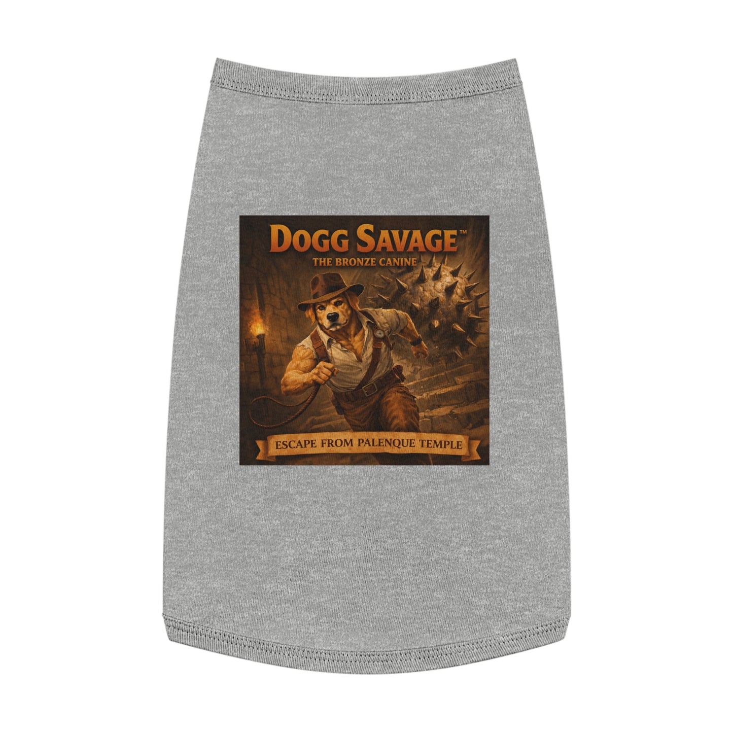 Dog Tank Top — "Dogg Savage: Escape from Palenque Temple" Adventure Graphic Dog Shirt
