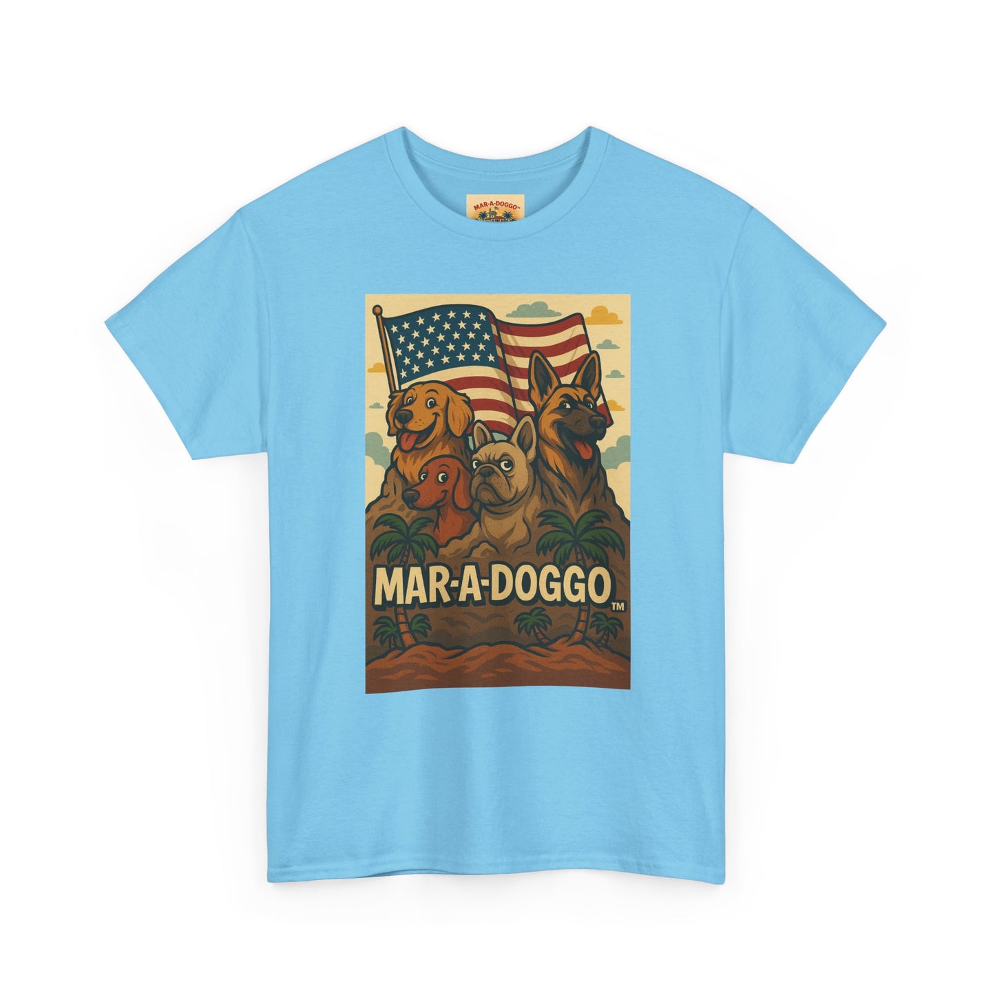 Mar-a-Doggo Patriotic Dog Tee — Vintage American Flag Dog Graphic T-Shirt