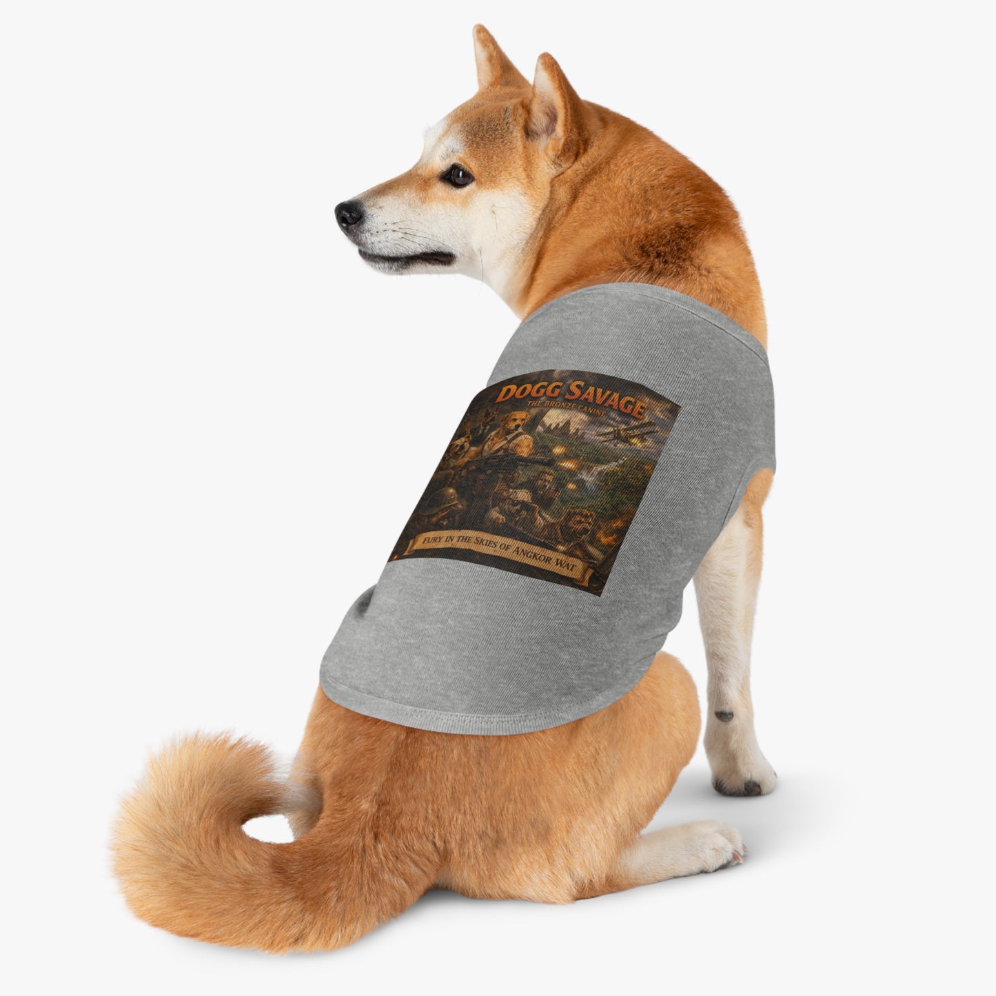 Pet Tank Top — "Dogg Savage: Fury in the Skies of Angkor Wat" Military Print Dog Shirt