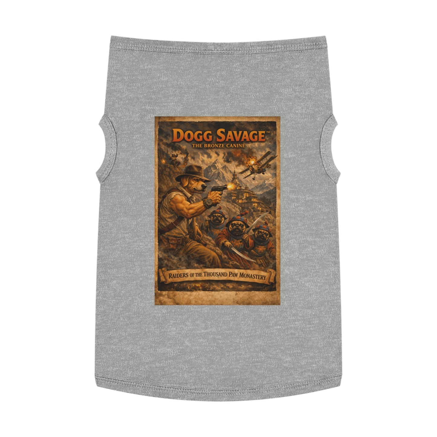 Dogg Savage Pet Tank Top — "Raiders of the Thousand Paw Monastery" Graphic Dog Shirt