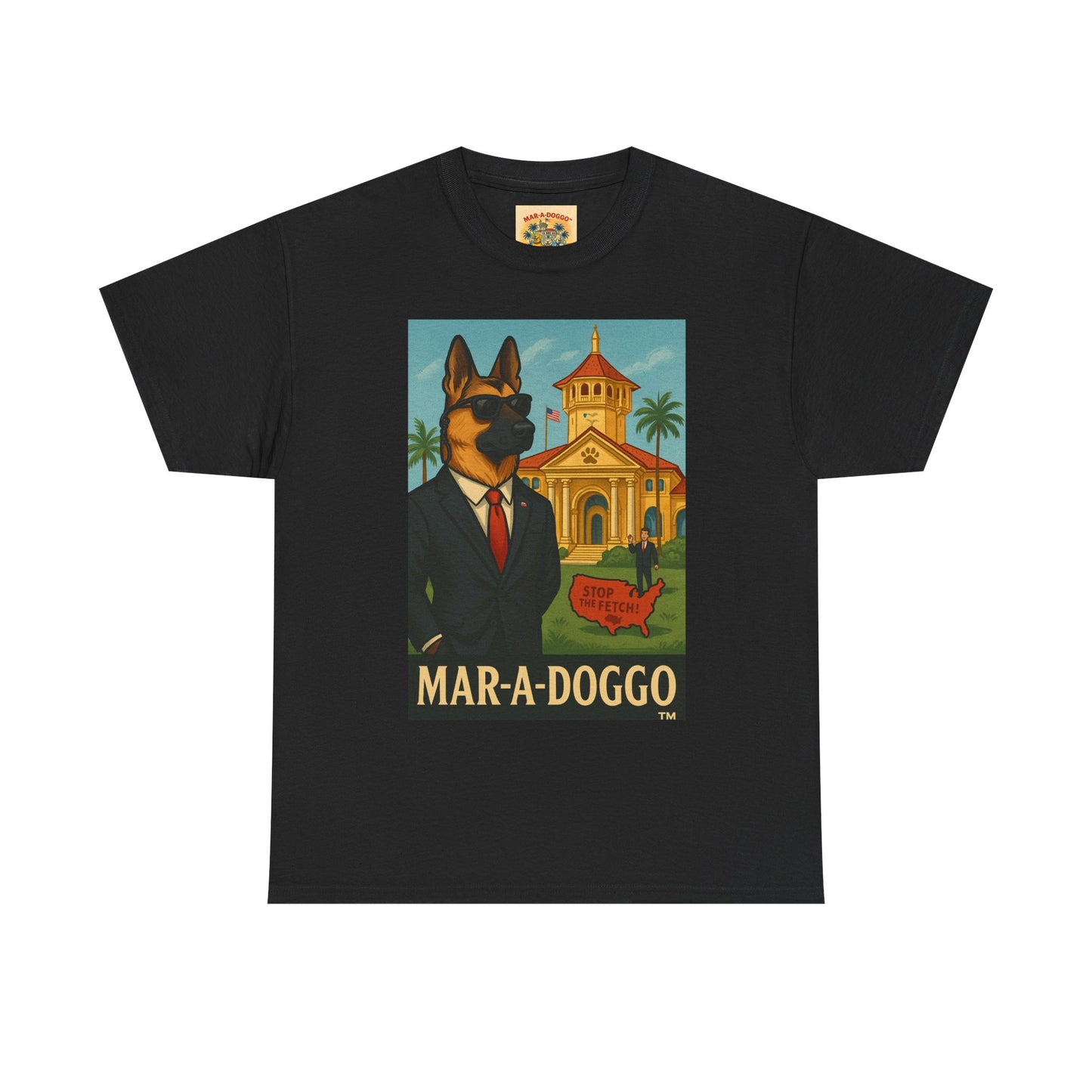 Mar-A-Doggo Graphic Tee — Vintage Resort Dog Print