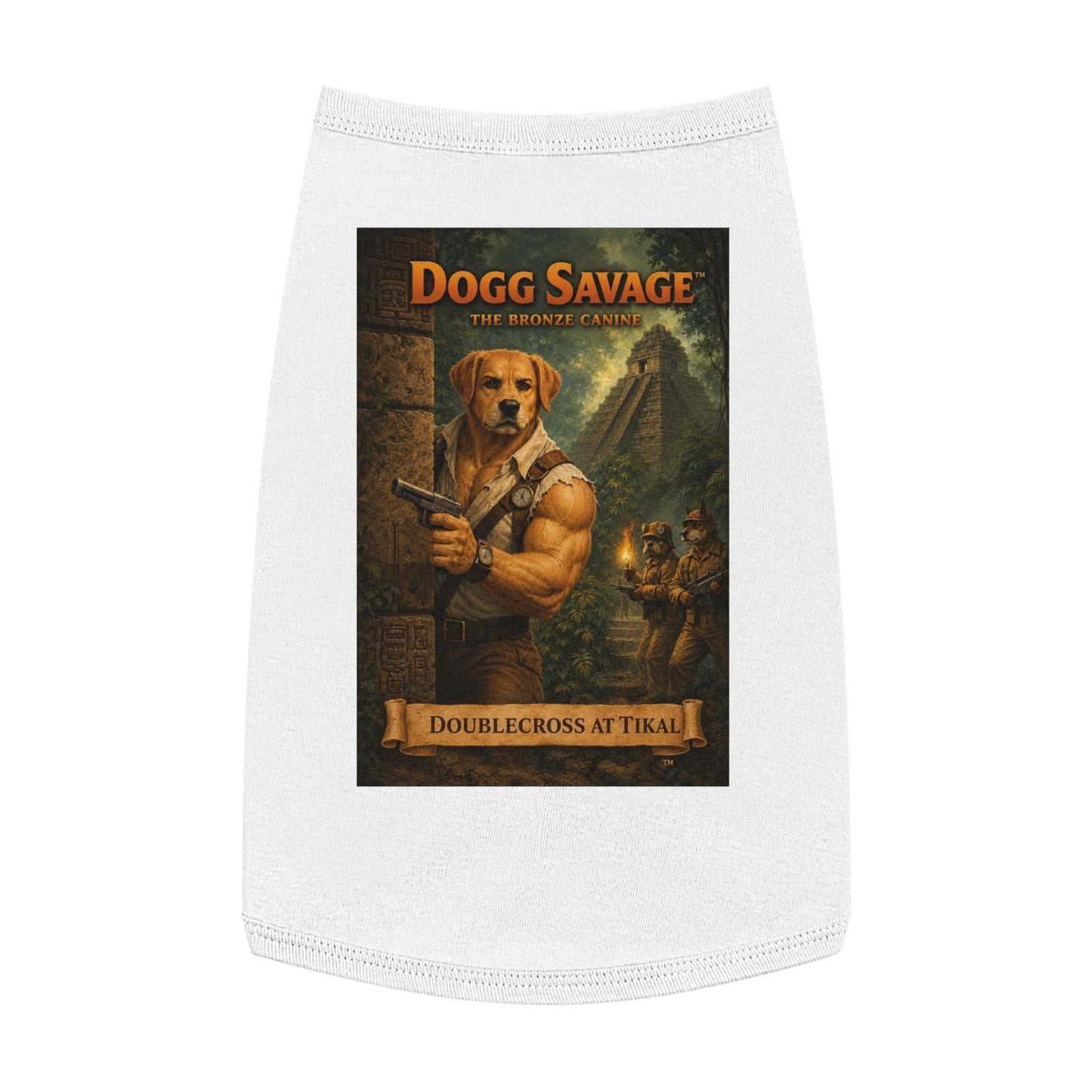 Dog Tank Top — "Dogg Savage: Doublecross at Tikal" Adventure Graphic Pet Shirt