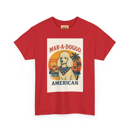 Mar-A-Doggo American T-Shirt — Retro Palm Beach Dog Graphic Tee