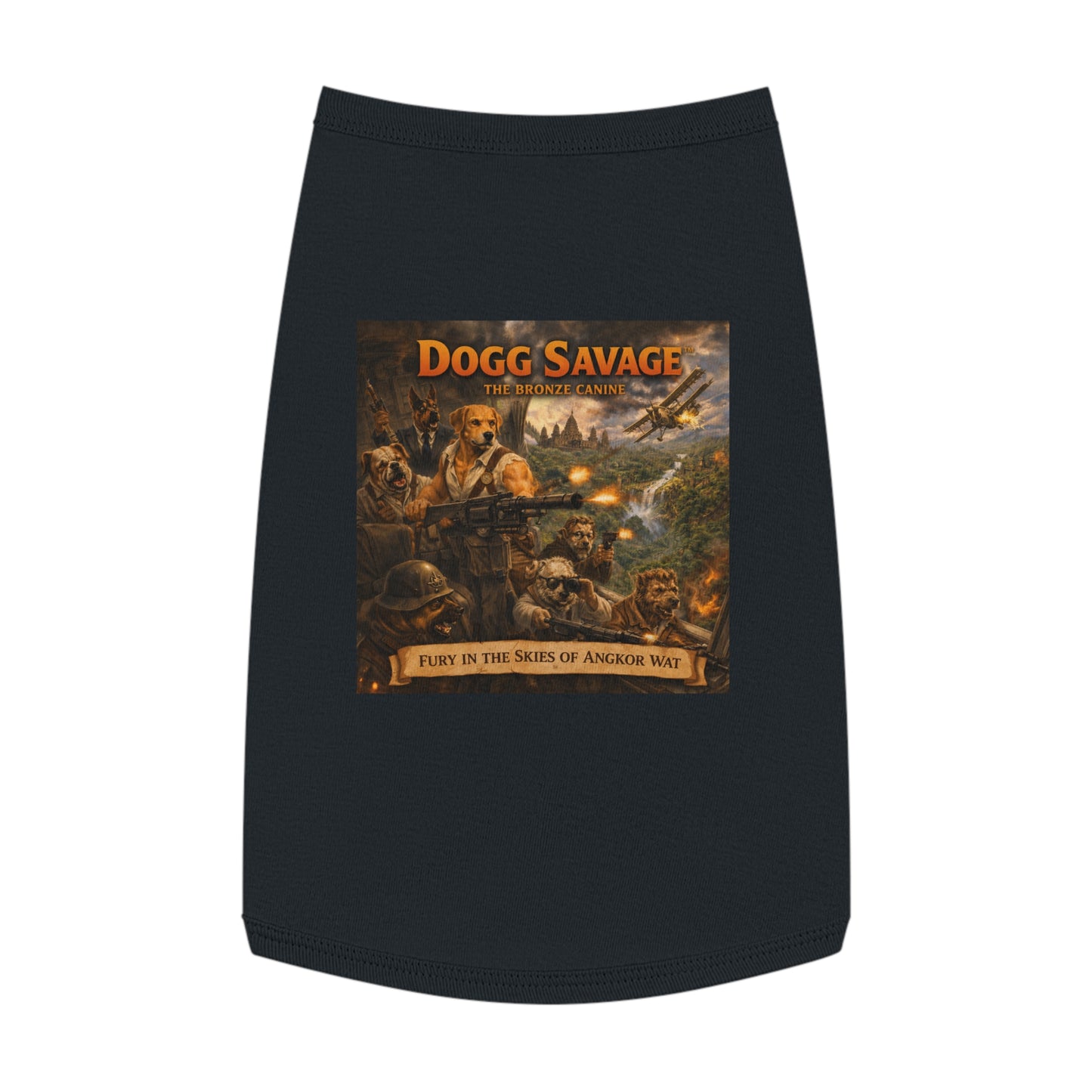 Pet Tank Top — "Dogg Savage: Fury in the Skies of Angkor Wat" Military Print Dog Shirt