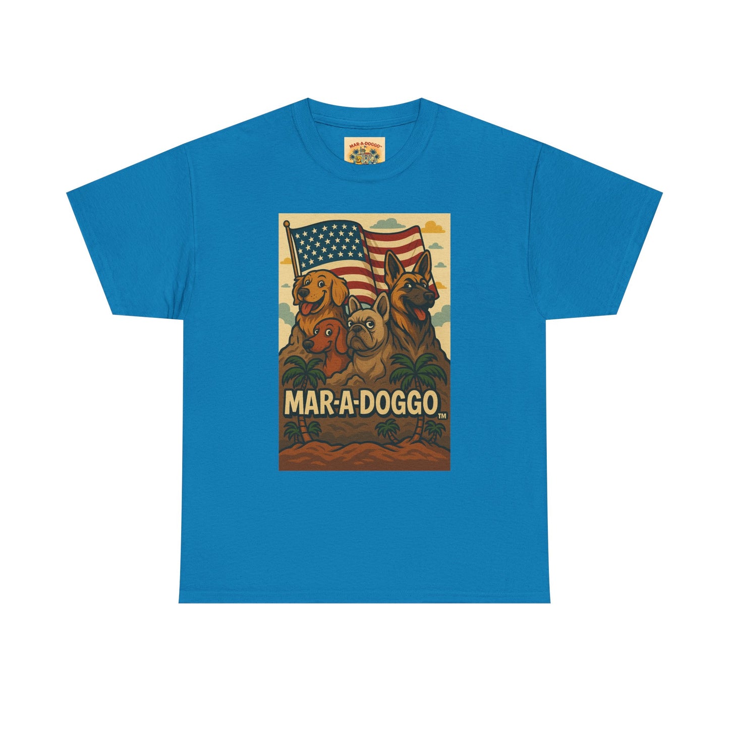 Mar-a-Doggo Patriotic Dog Tee — Vintage American Flag Dog Graphic T-Shirt