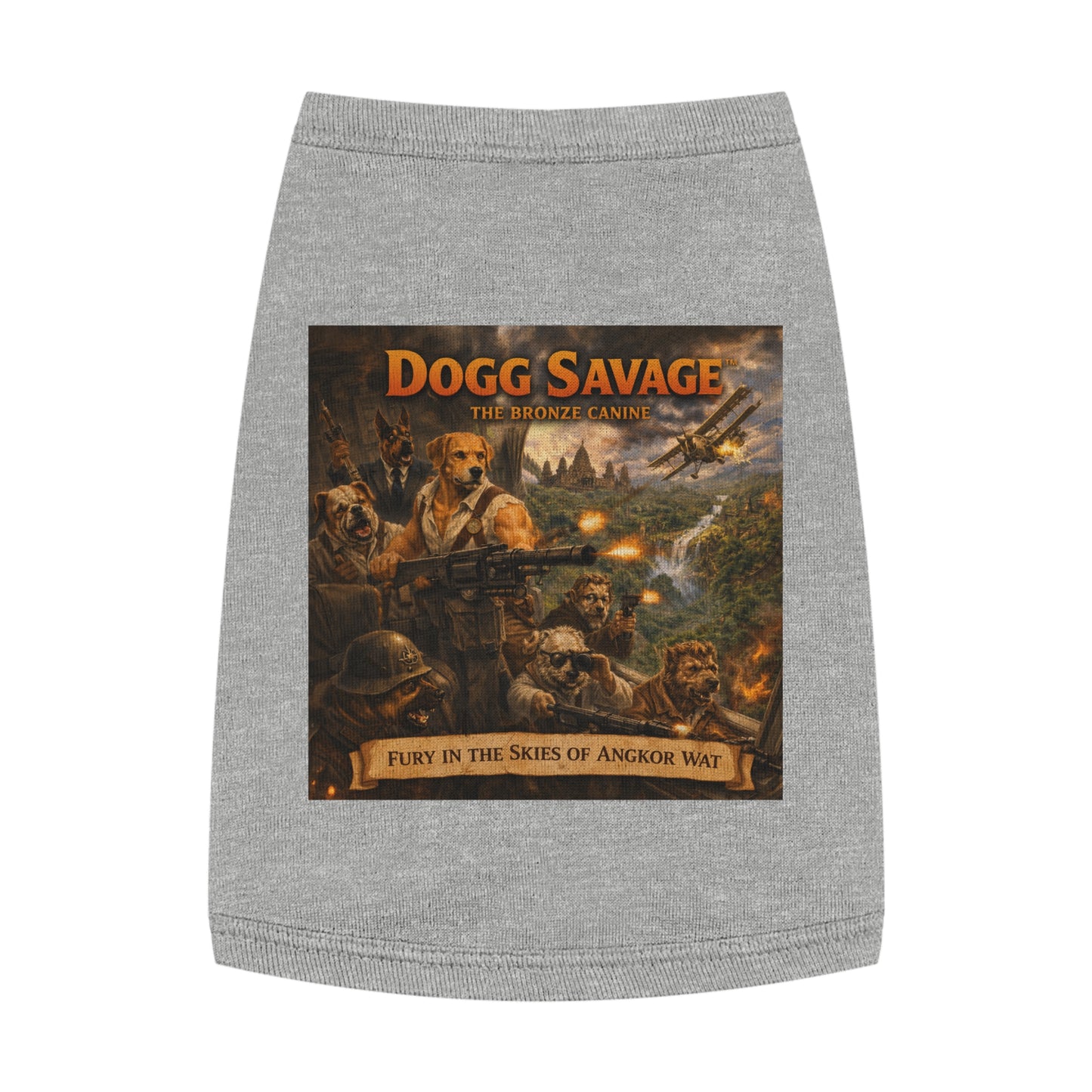 Pet Tank Top — "Dogg Savage: Fury in the Skies of Angkor Wat" Military Print Dog Shirt