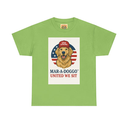 Mar-A-Doggo Tee — Patriotic Golden Retriever 'United We Sit' Shirt
