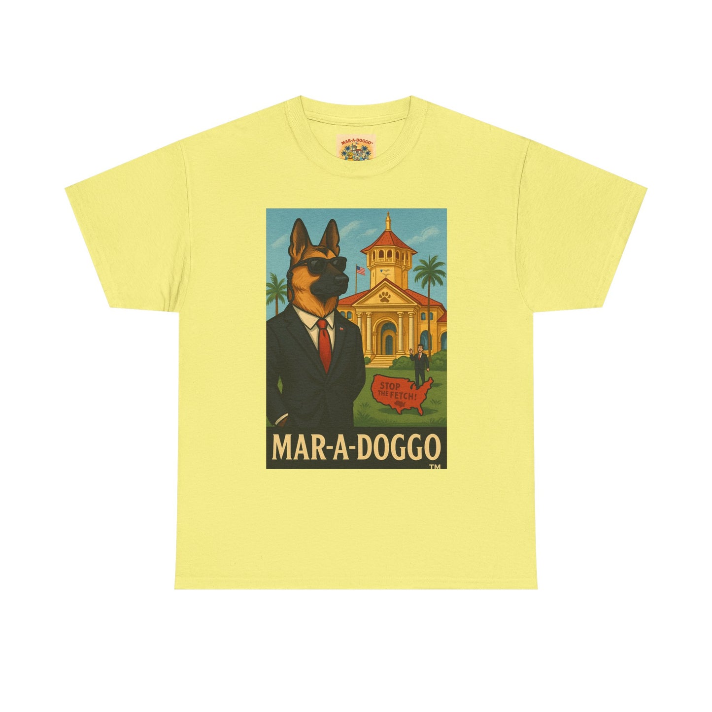 Mar-A-Doggo Graphic Tee — Vintage Resort Dog Print