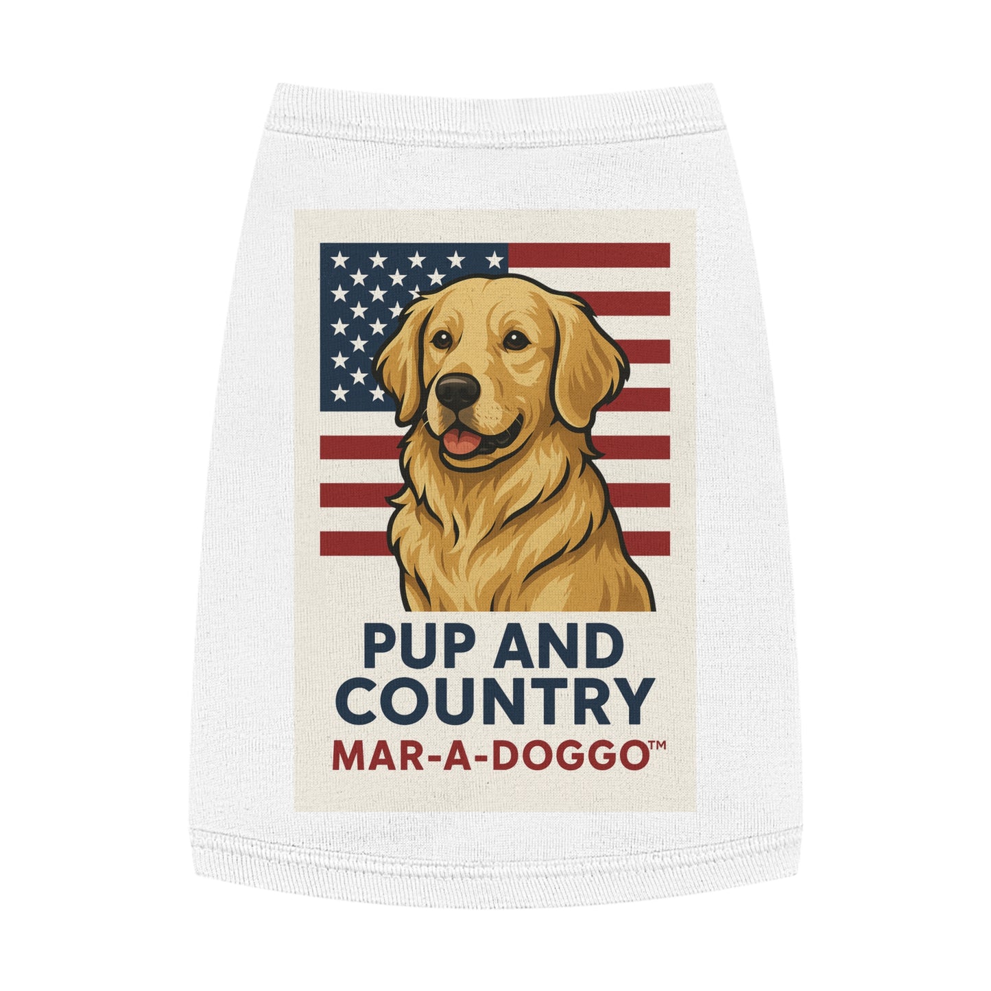 Pup and Country Dog Tank — Patriotic Golden Retriever Pet Tank Top